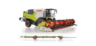 Wiking 077857 - I - Claas Trion 720 Montana Convio 1080 und Transportwagen